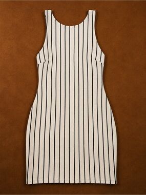 Mahina Striped Sleeveless Mini Dress in Black and White